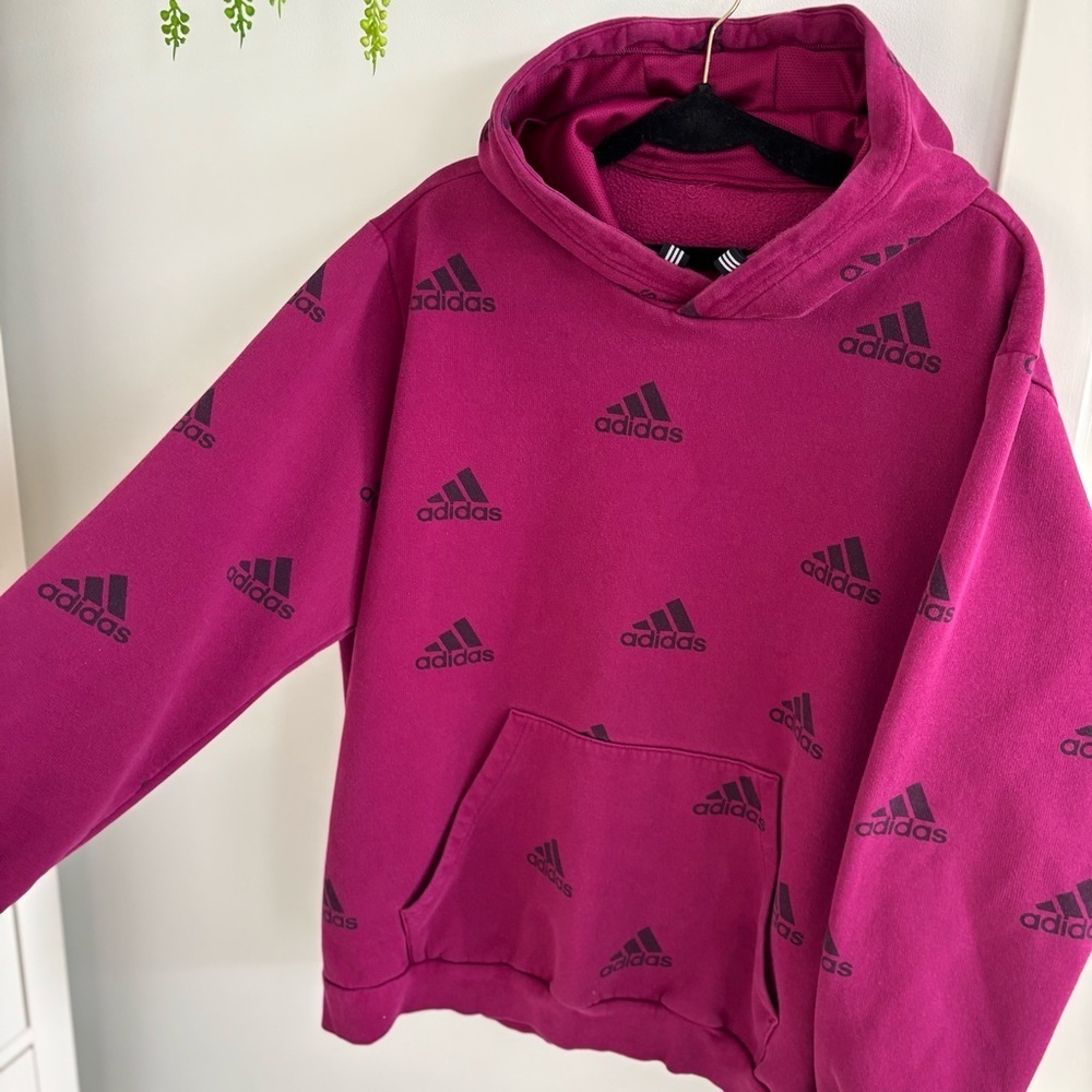 Adidas Men's Allover Printed Badge of Sport Hoodie Kangaroo Pockets Size L - Picture 3 of 7